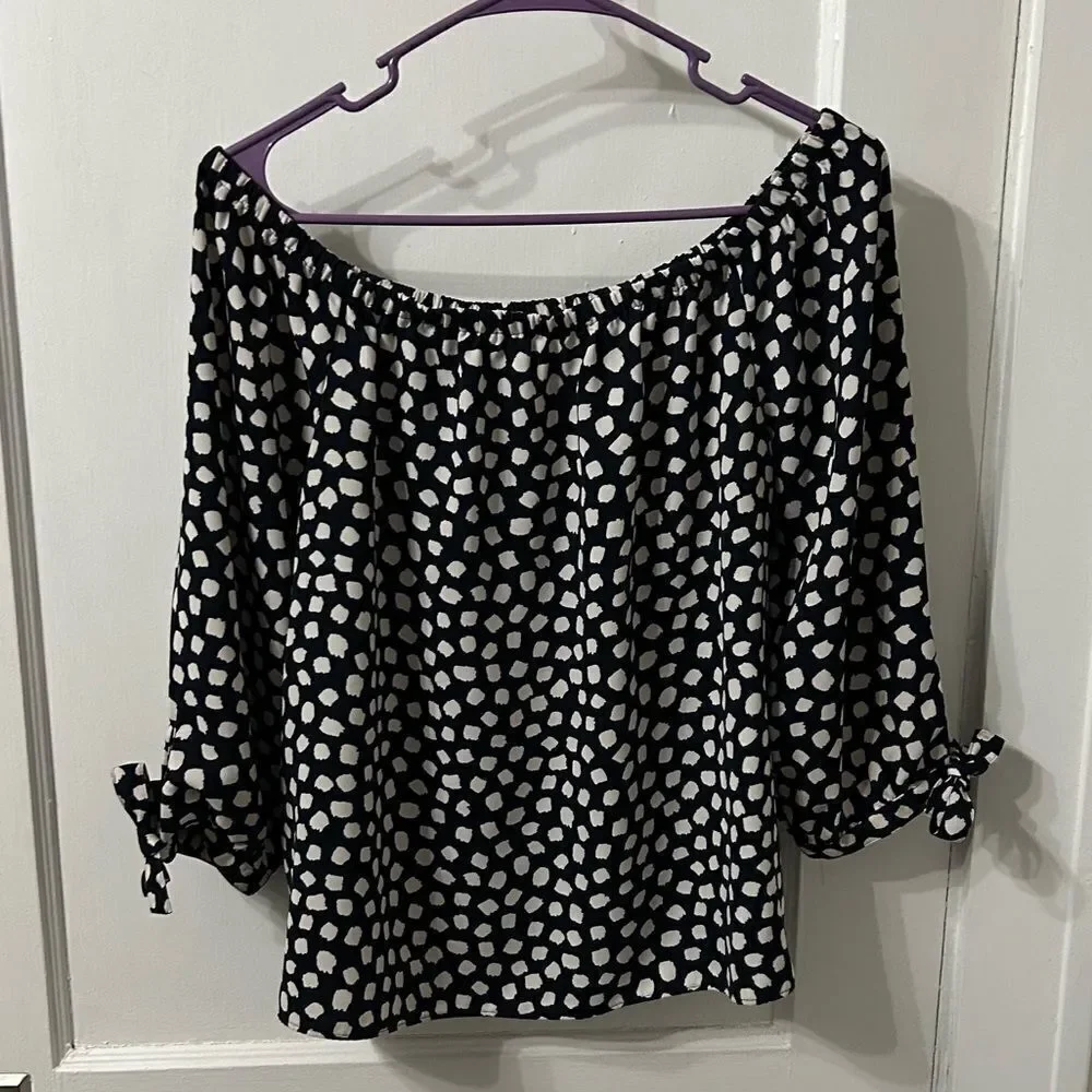 J. Crew Black and White Patterned Women's Top